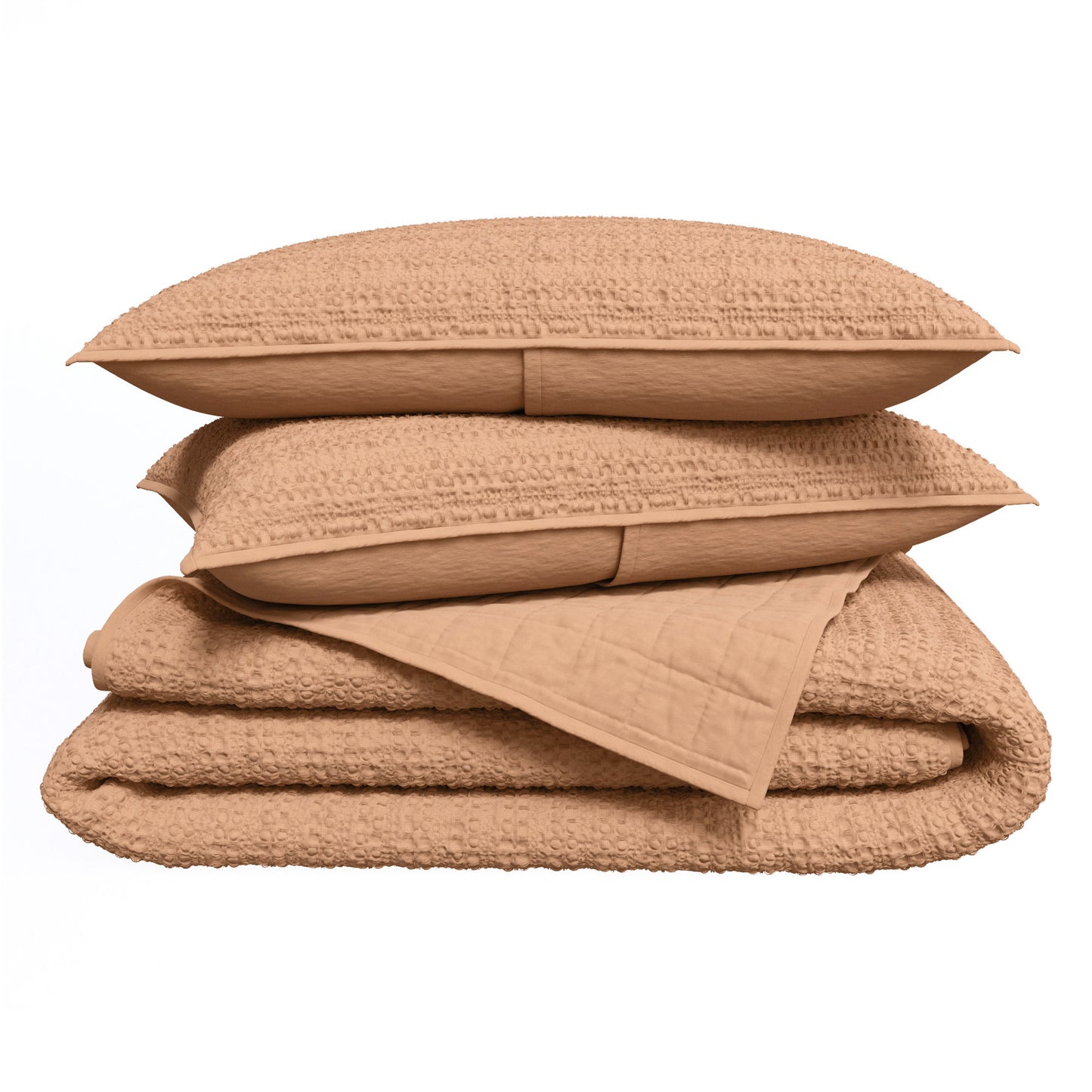100% Cotton Honeycomb Waffle Garment Washed Quilt Set - Genevieve Collection