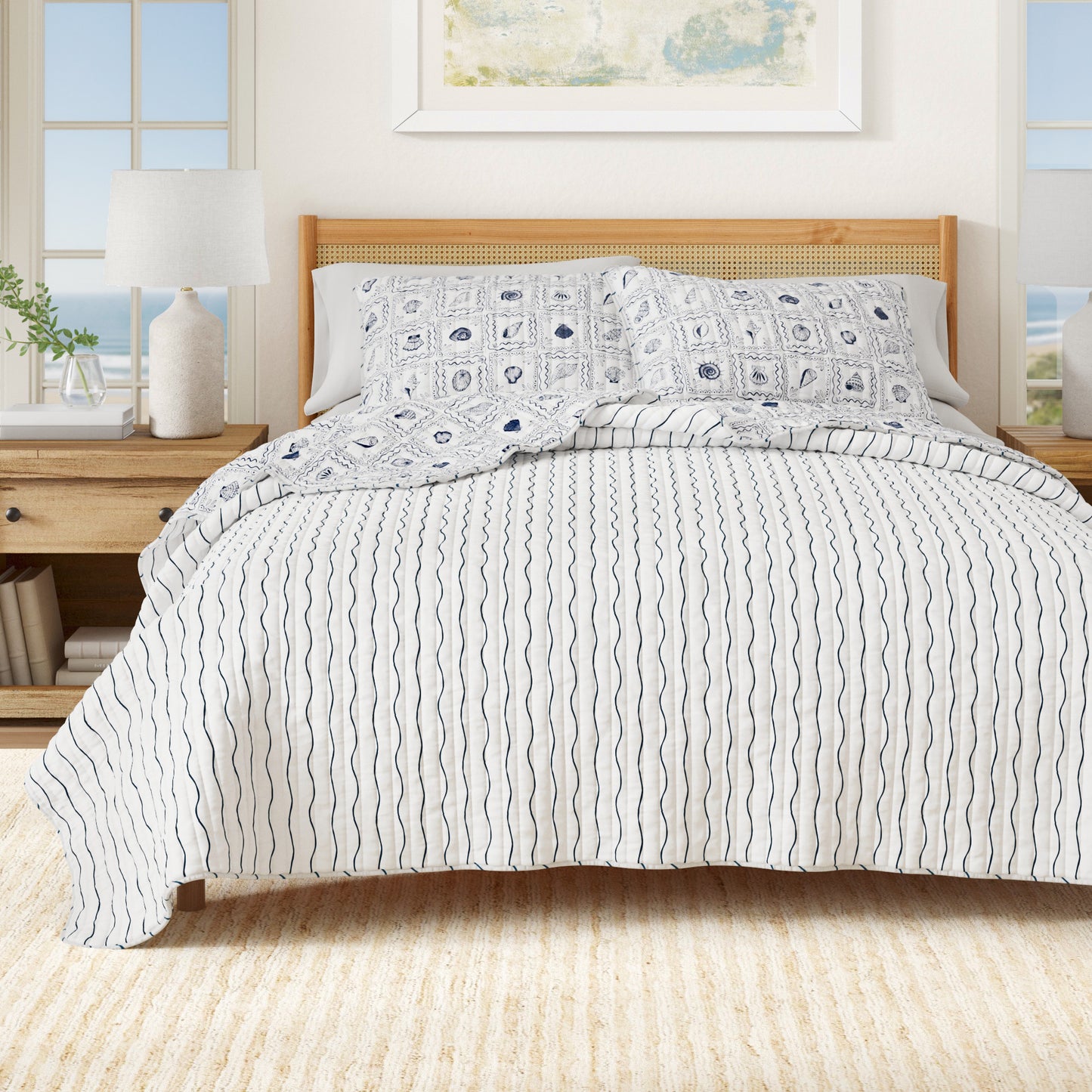 Seashell Tile Coastal Quilt Set