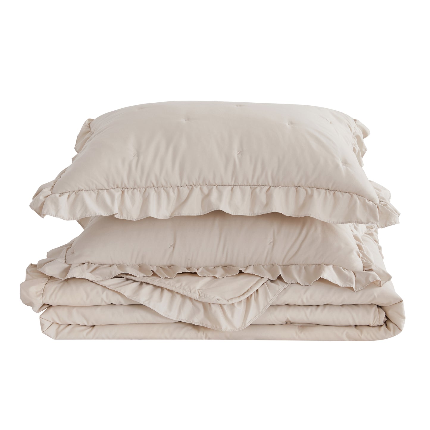 Dot Stitched Ruffled Quilt Set - Dot-Ruffled Collection