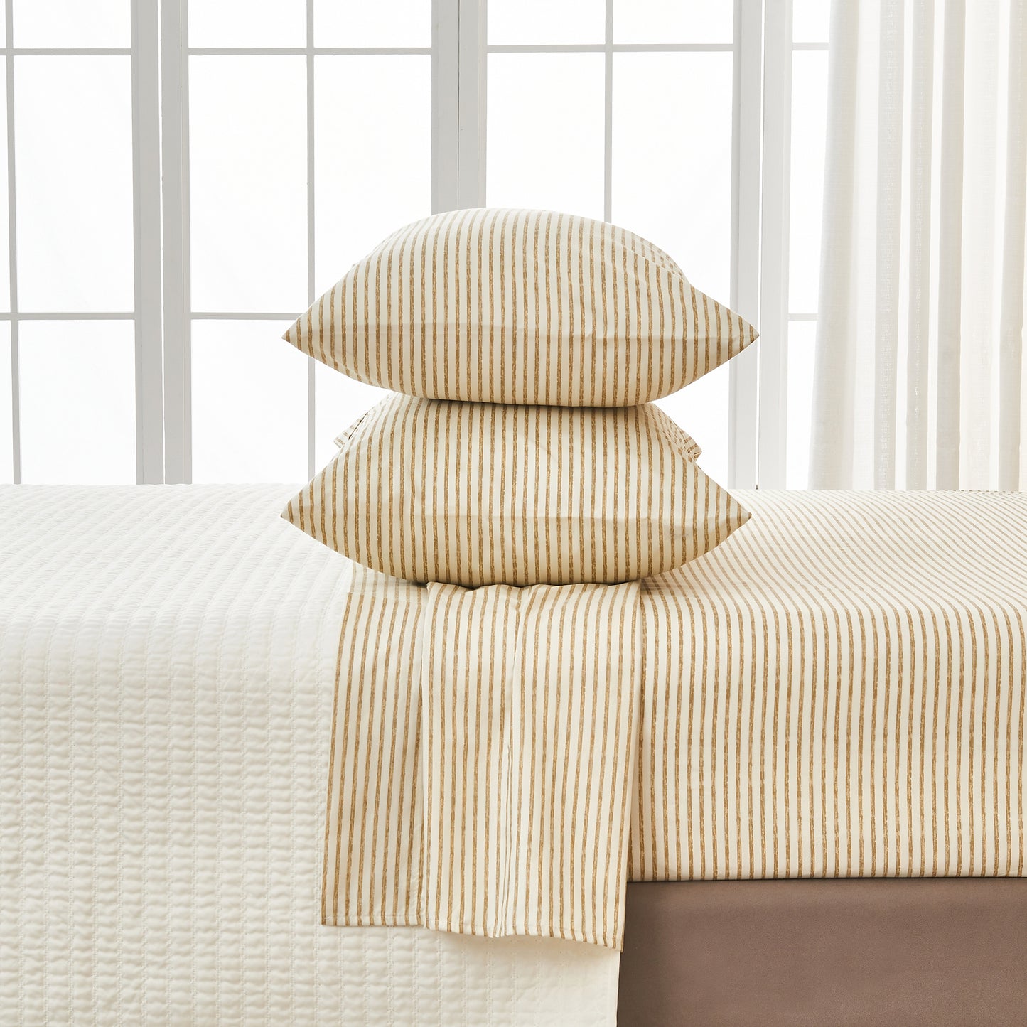 Striped Microfiber Sheet Set - Evette Collection