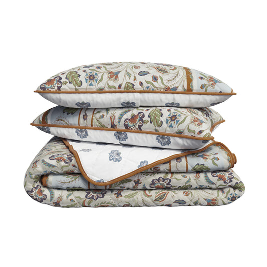 Floral Boho Printed Cotton Quilt Set - Indira Collection