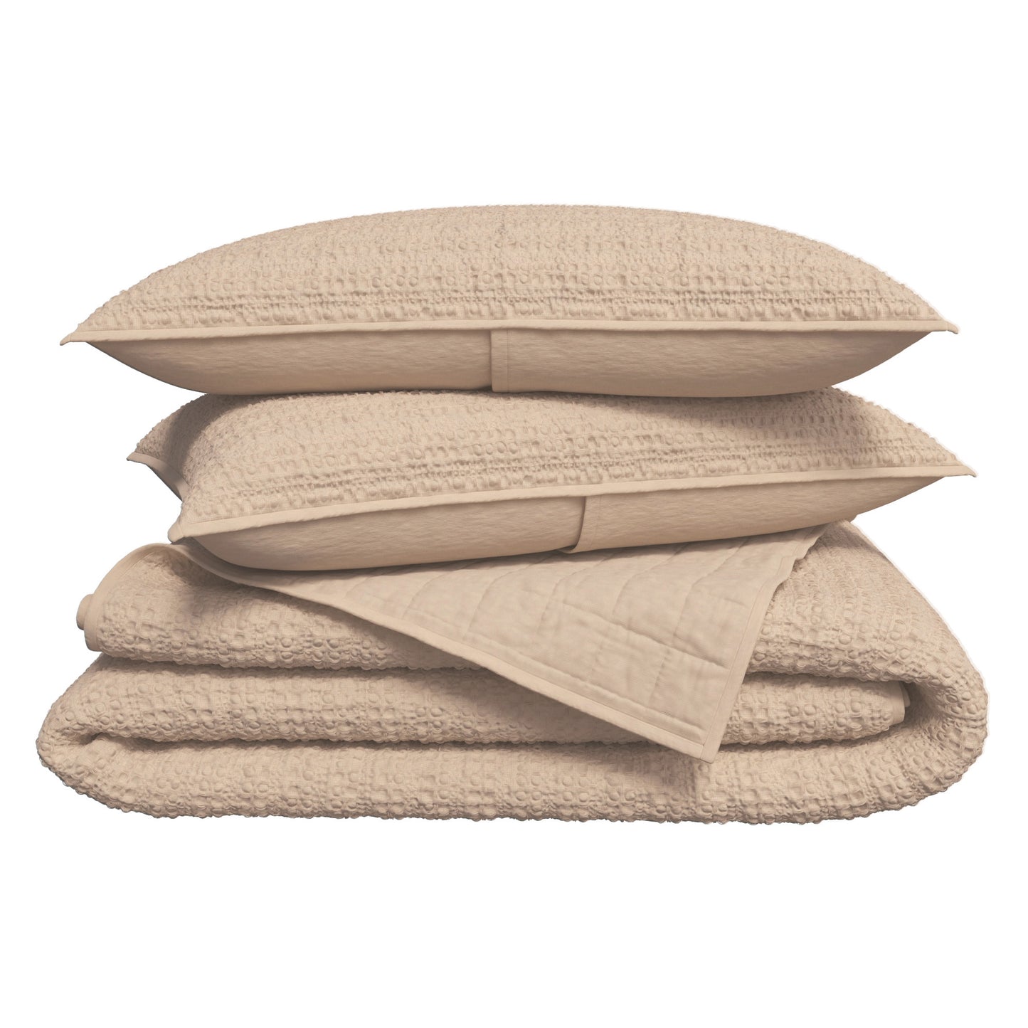 100% Cotton Honeycomb Waffle Garment Washed Quilt Set - Genevieve Collection