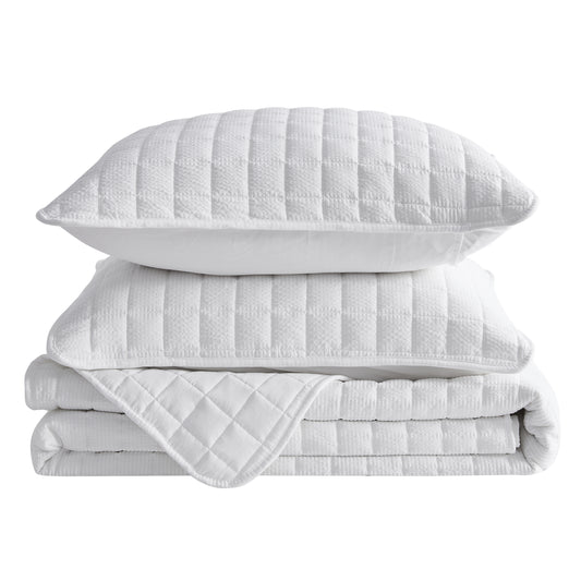Box-Stitched Seersucker Quilt Set - Seersucker Collection