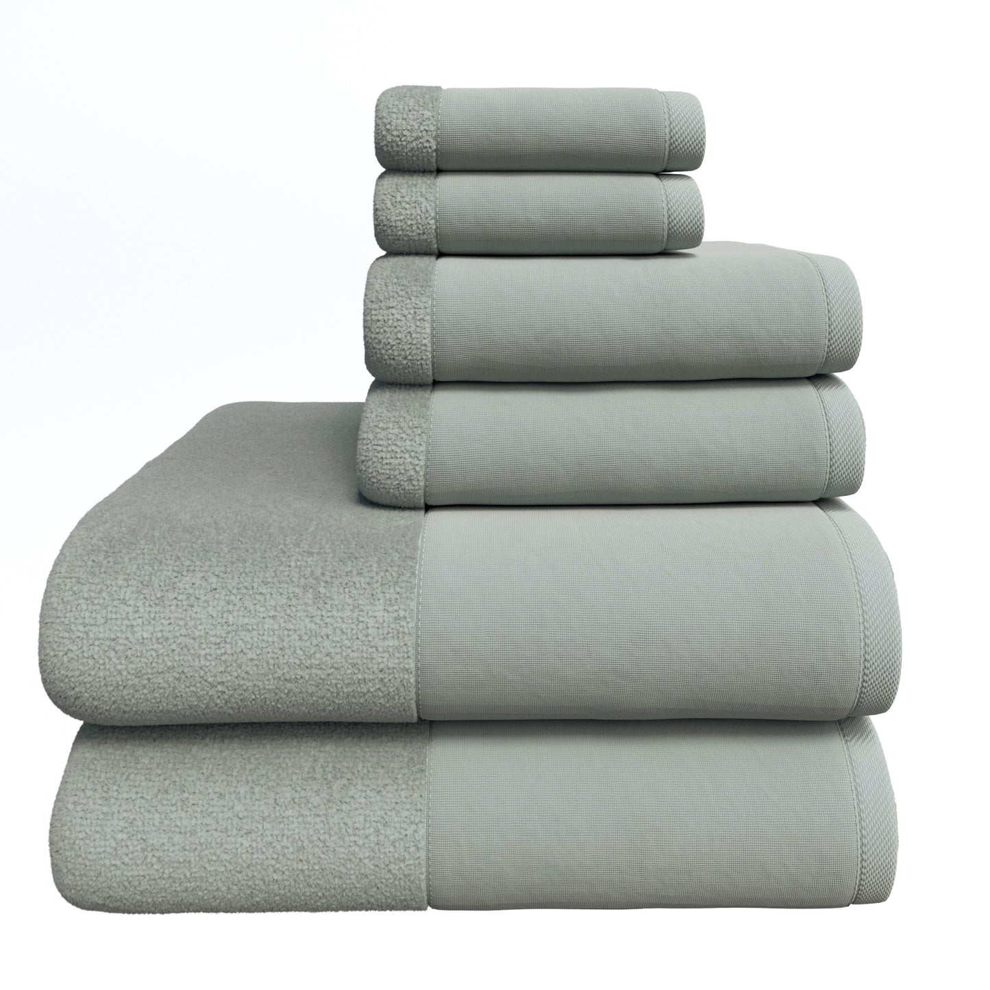 Cotton Linen-Like Border 6-Piece Towel Set - Priya Collection
