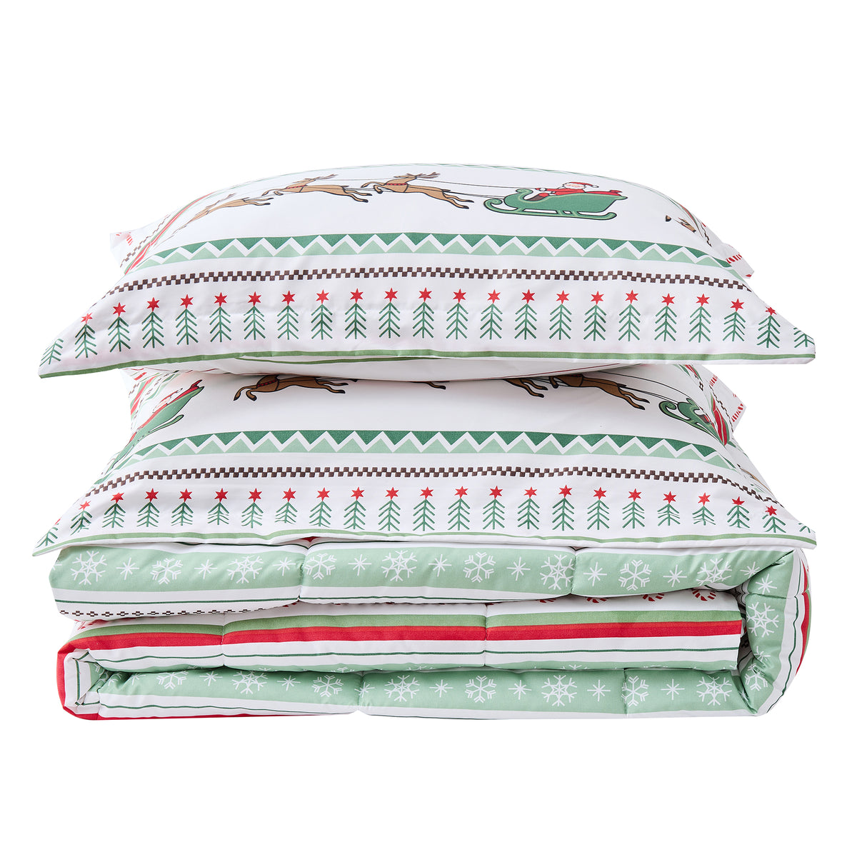 Reversible Christmas Comforter and Sham Set - Holiday / Lodge Odette Collection