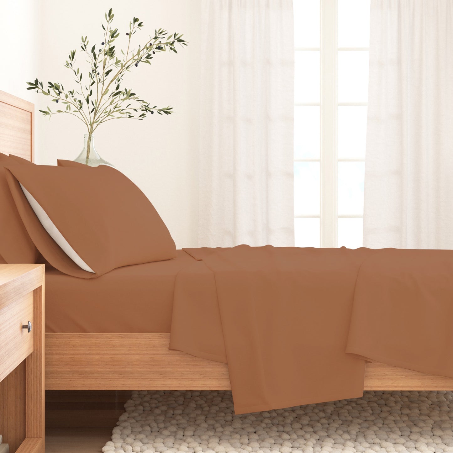 4-Piece Cotton Solid Flannel Sheet - Nordic Collection
