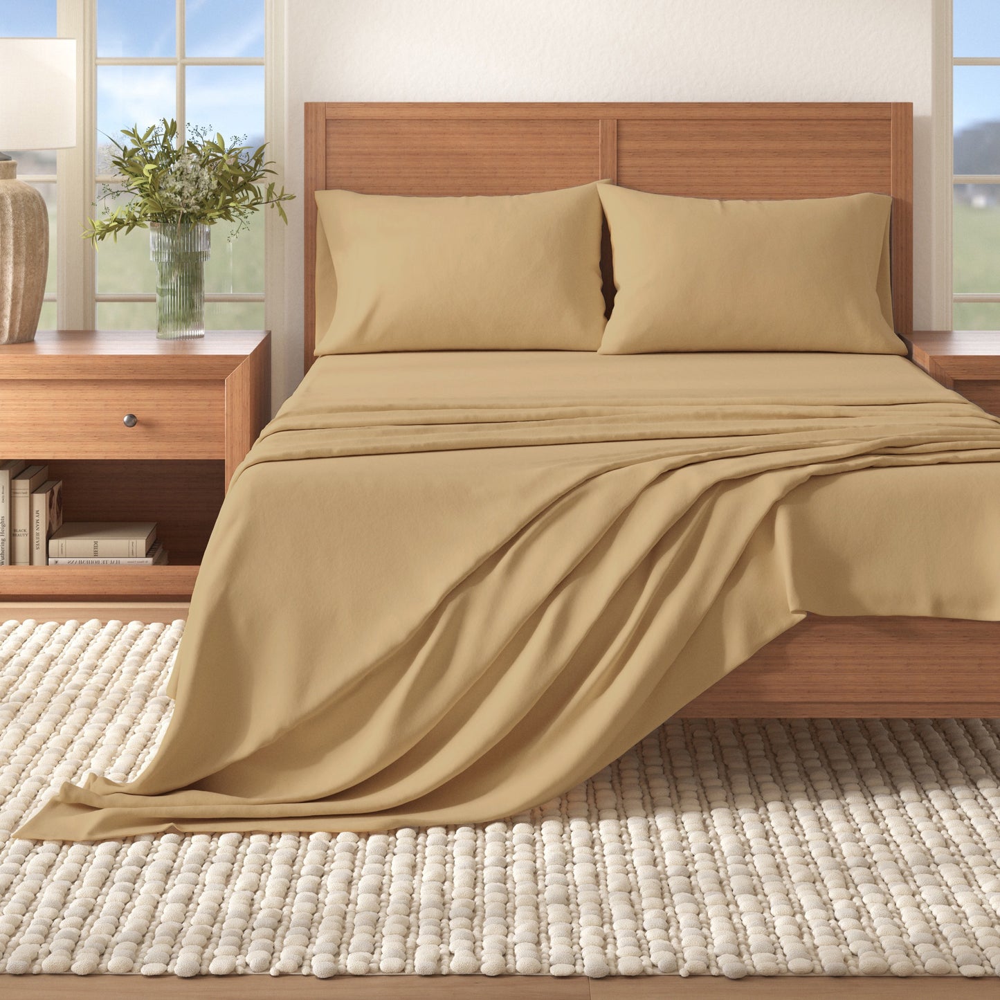 4-Piece Cotton Solid Flannel Sheet - Nordic Collection