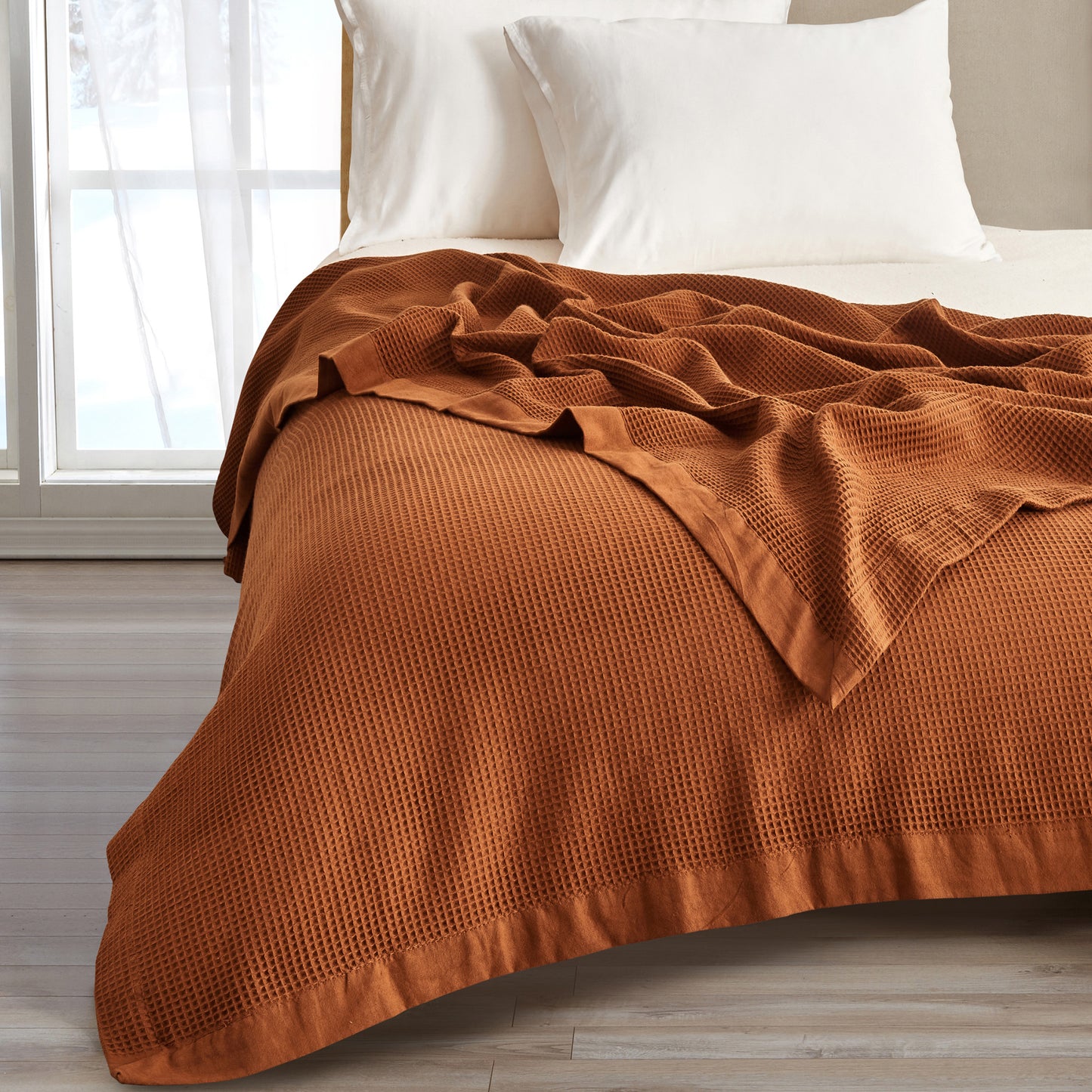 100% Cotton Lightweight Waffle Weave Blanket - Hazel Collection