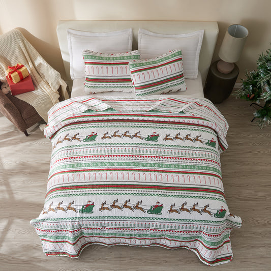 3-Piece Christmas Quilt - Festive Collection