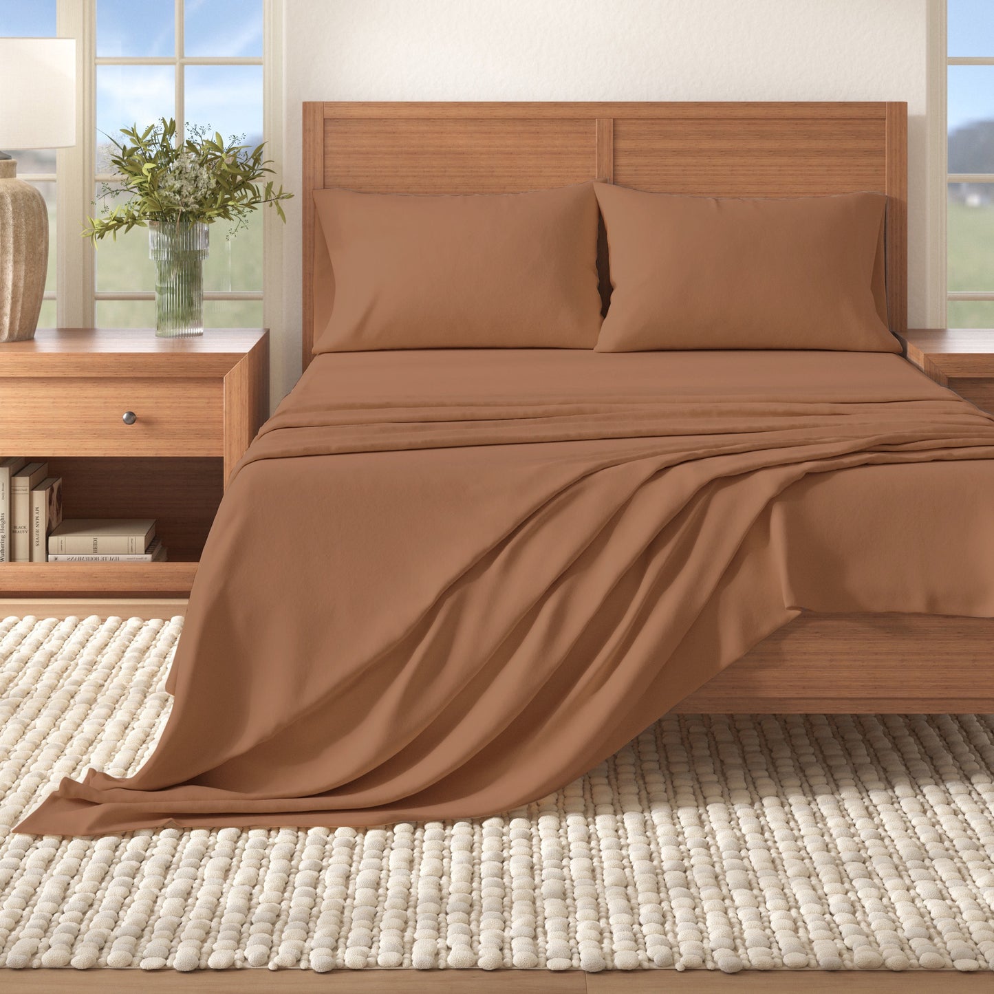 4-Piece Cotton Solid Flannel Sheet - Nordic Collection