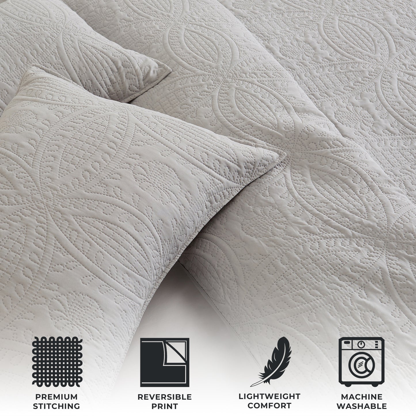 3-Piece Oversized Medallion Quilt Set - Clara Collection