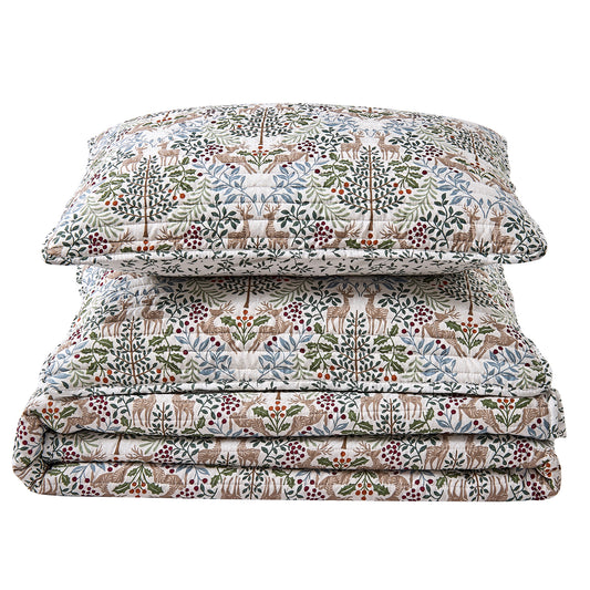 Woodland Deer Holiday Quilt Set