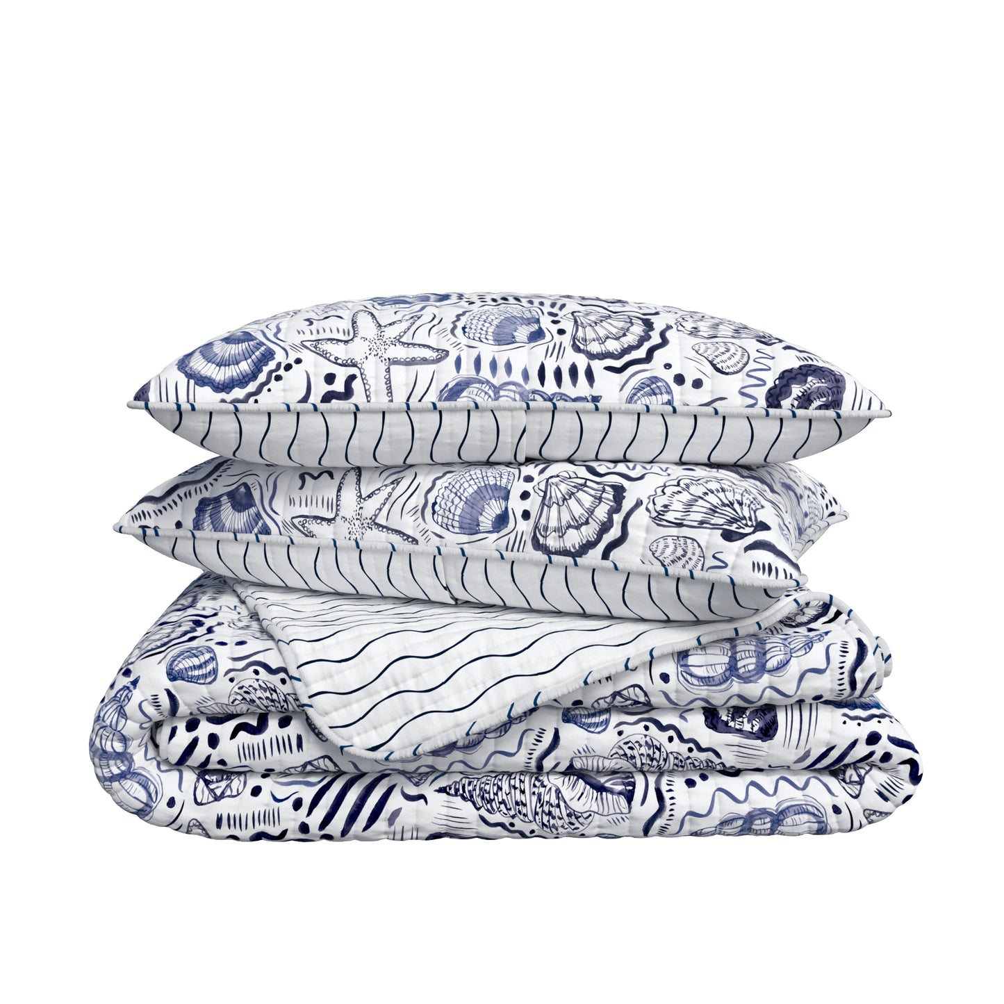 Scattered Shells Coastal Quilt Set