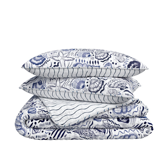Scattered Shells Coastal Quilt Set