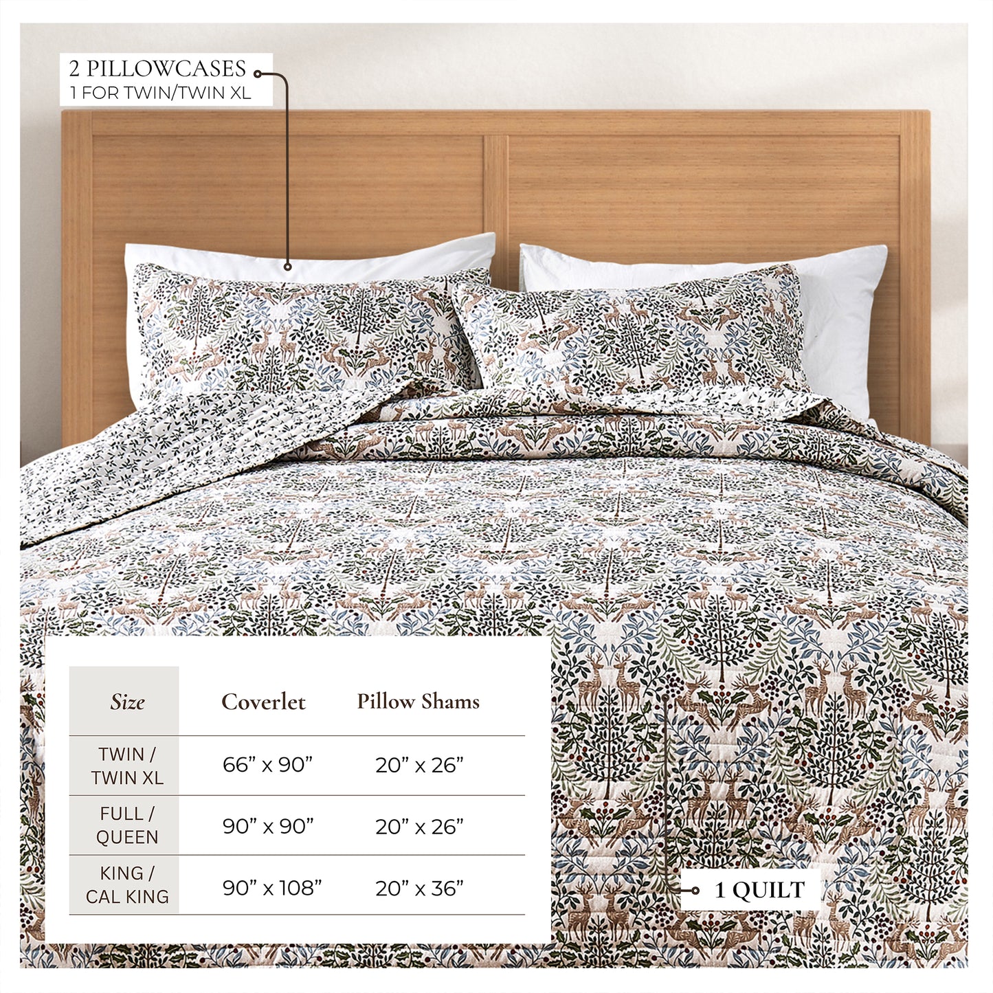 Woodland Deer Holiday Quilt Set