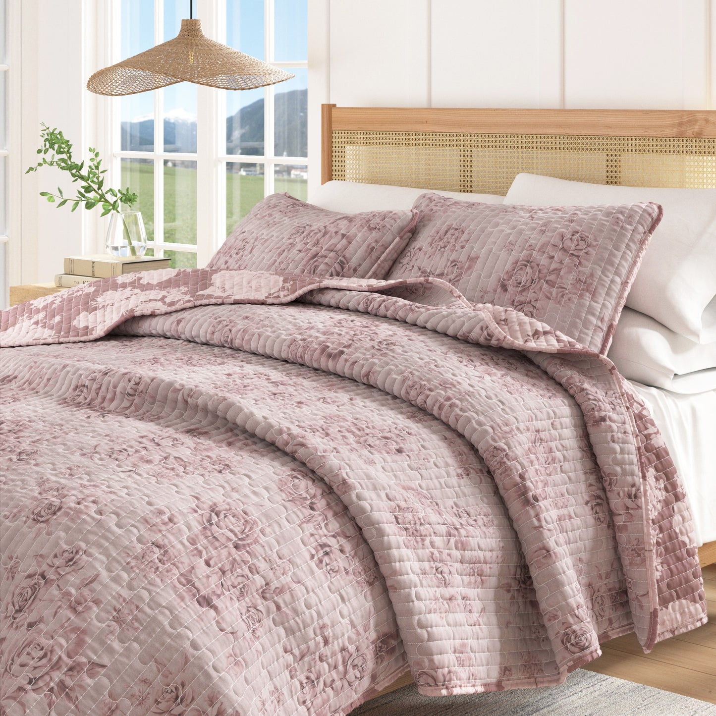 Floral Printed Cotton Quilt Set - Corin Collection