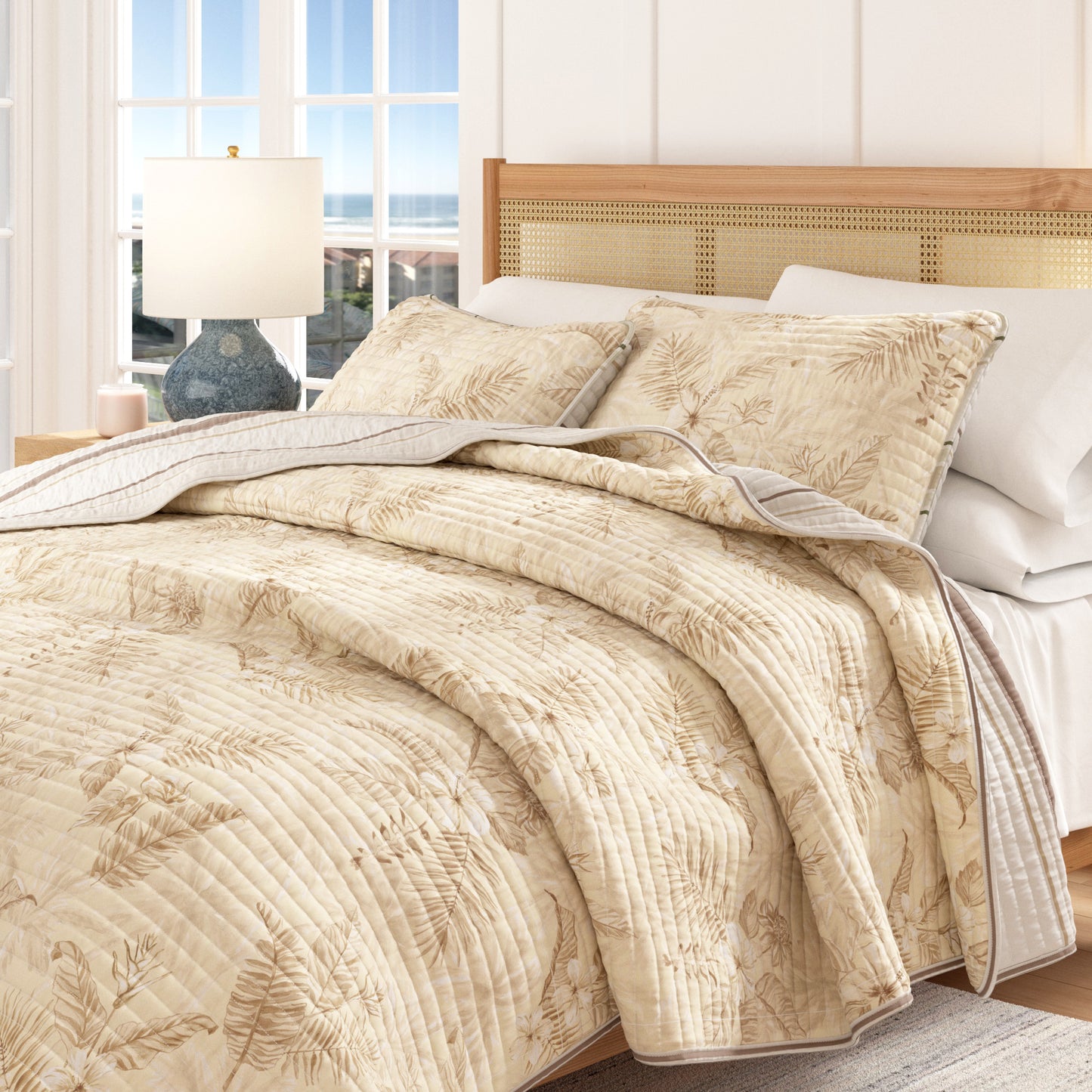 Floral Printed Cotton Quilt Set - Mendocino Collection