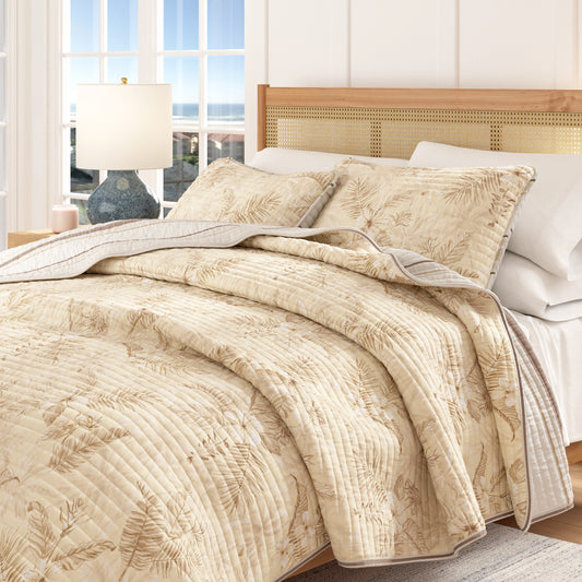 Floral Printed Cotton Quilt Set - Mendocino Collection