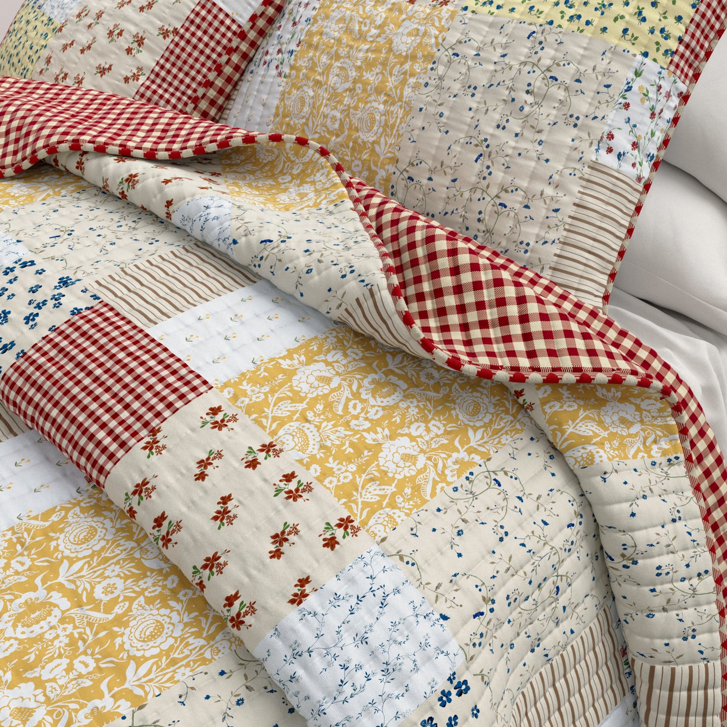 Cottage Floral Patchwork Quilt Set - Cottage Floral Patchwork Collection