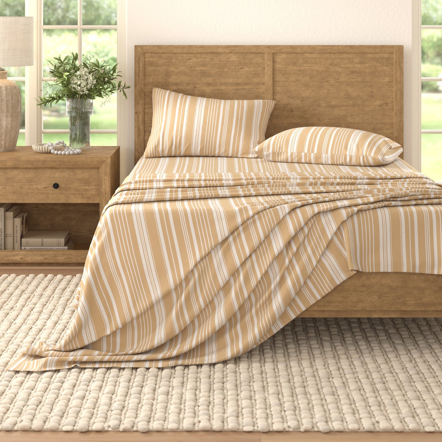 4-Piece Striped Microfiber Sheet Set - Elouise Collection