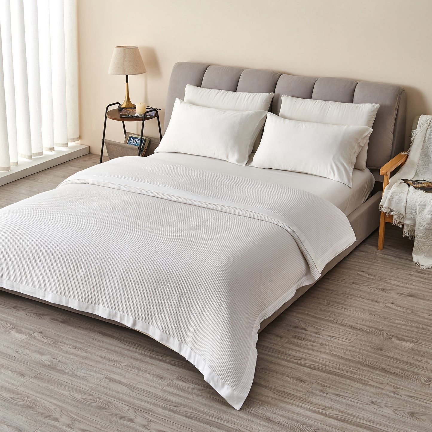 100% Cotton Lightweight Waffle Weave Blanket - Hazel Collection