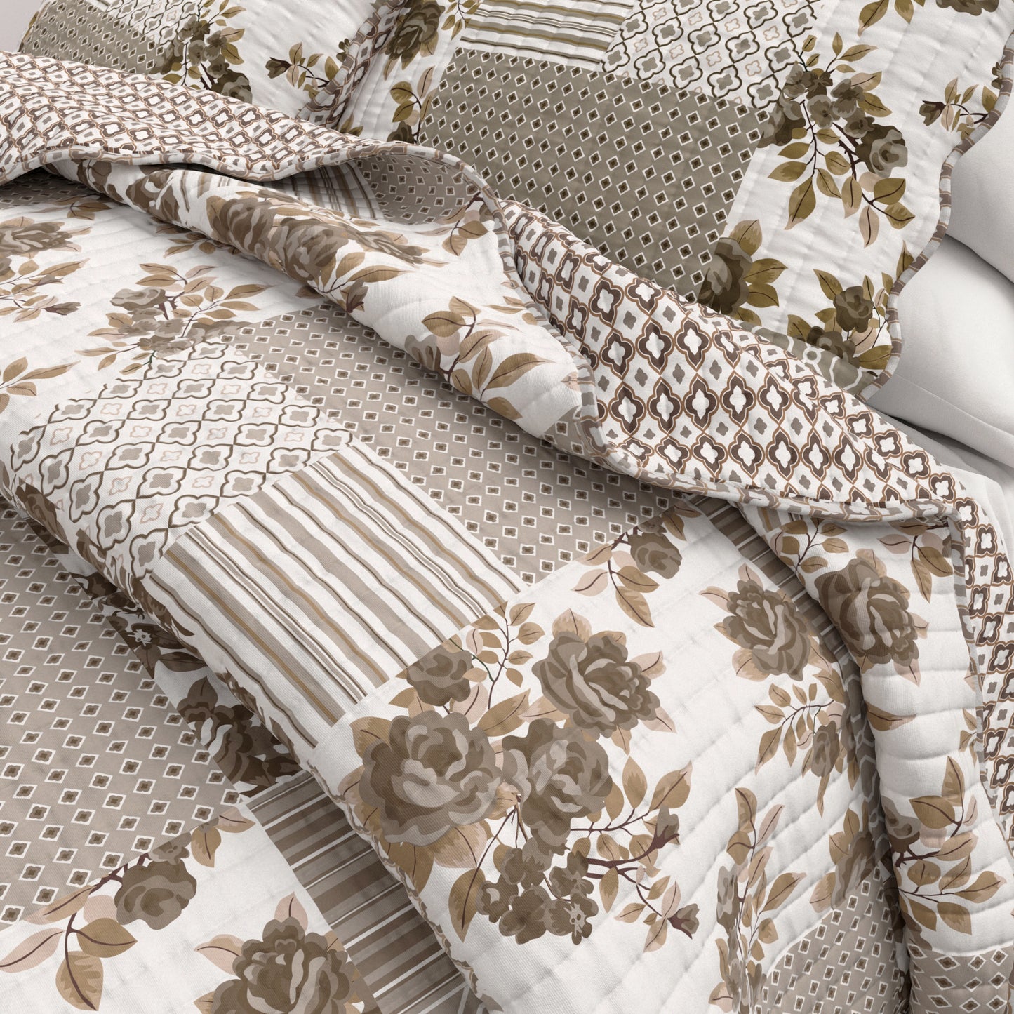 Langdon Floral Patchwork Quilt Set