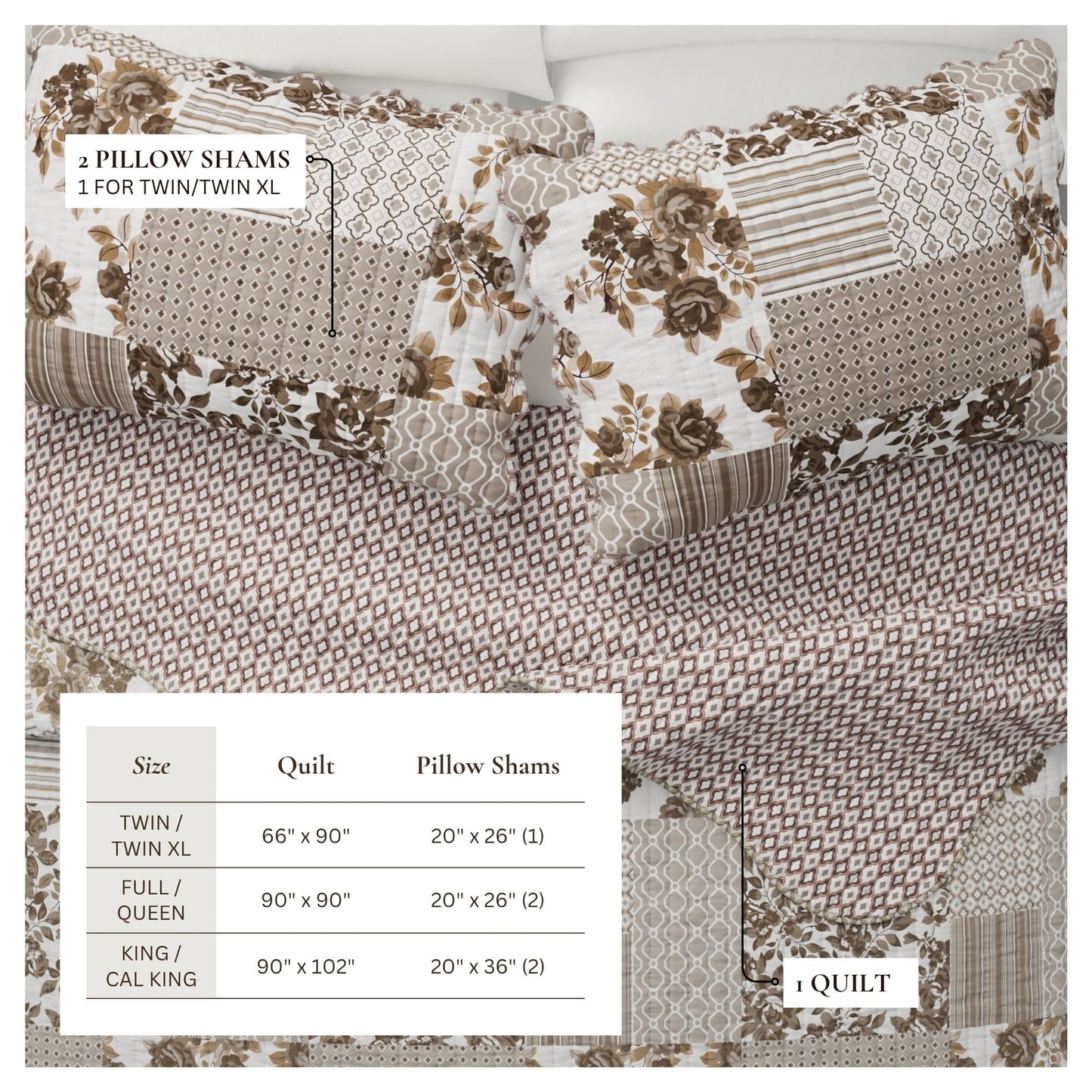 Langdon Floral Patchwork Quilt Set