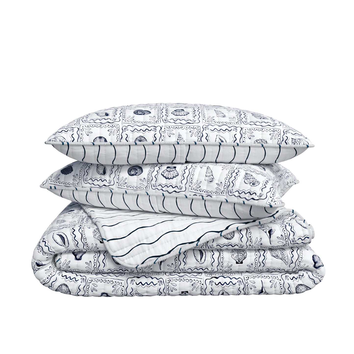 Seashell Tile Coastal Quilt Set
