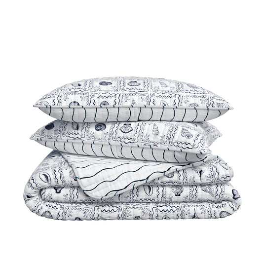 Seashell Tile Coastal Quilt Set