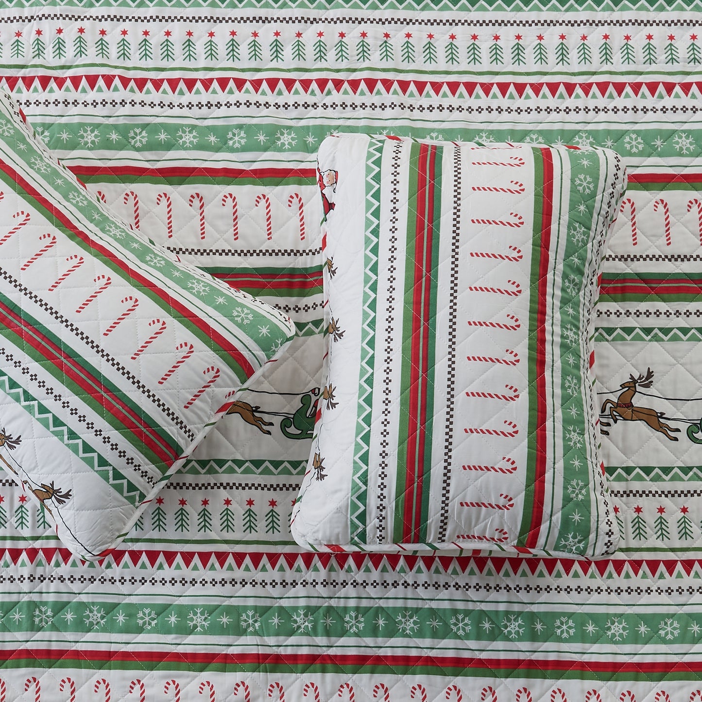 3-Piece Christmas Quilt - Festive Collection