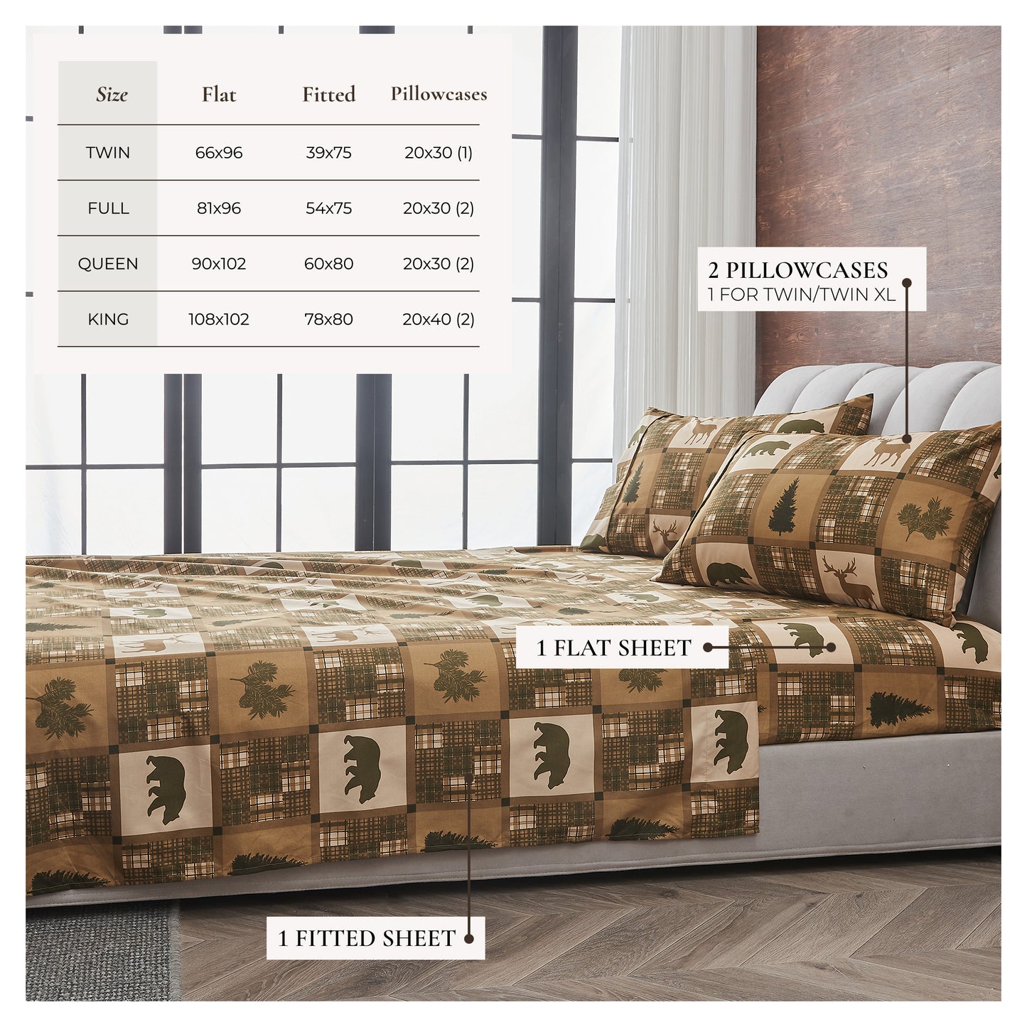 4-Piece Lodge Microfiber Sheet - Mountain Ridge Collection