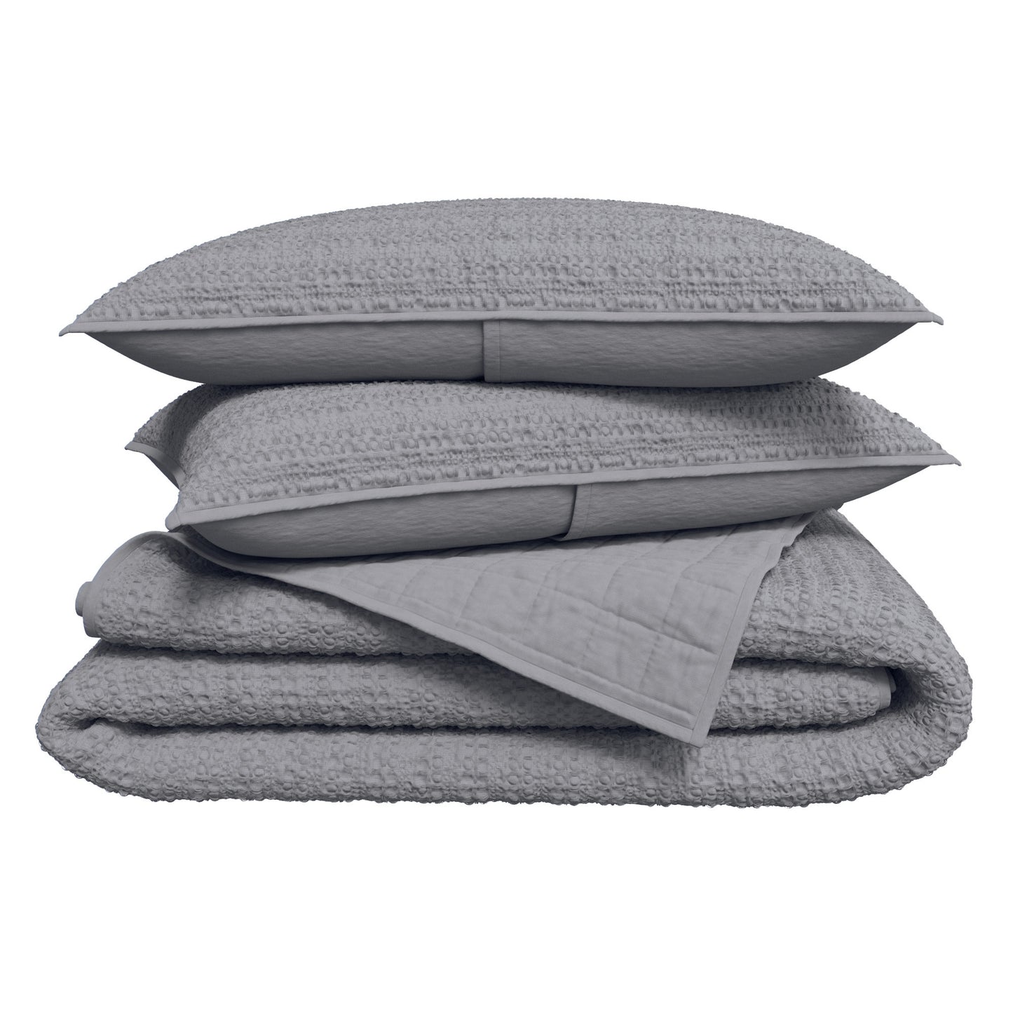 100% Cotton Honeycomb Waffle Garment Washed Quilt Set - Genevieve Collection
