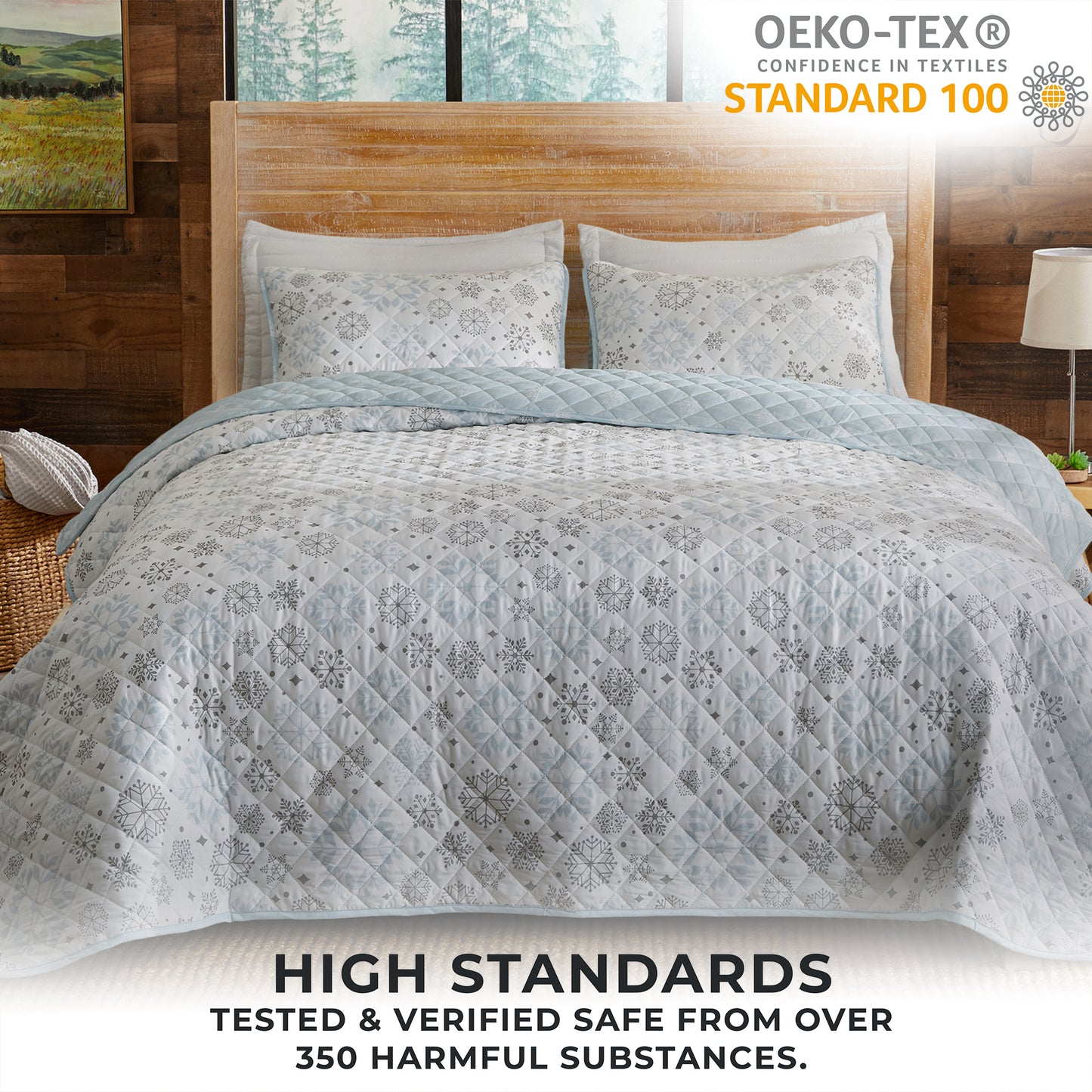 3 Piece Snowflake Quilt - Nova Collection