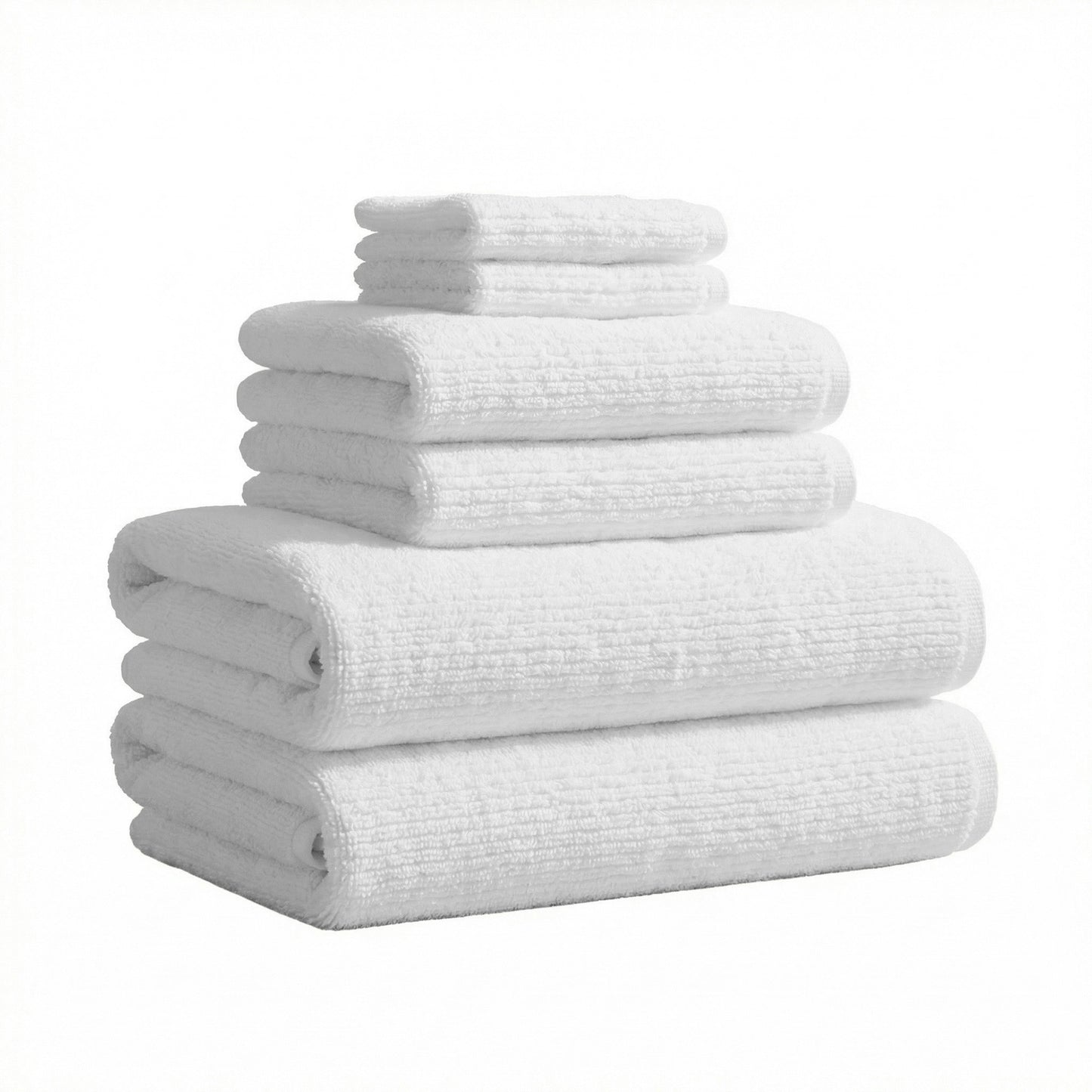 Turkish Cotton Ribbed 6-Piece Bath Towel Set - Georgiana Collection