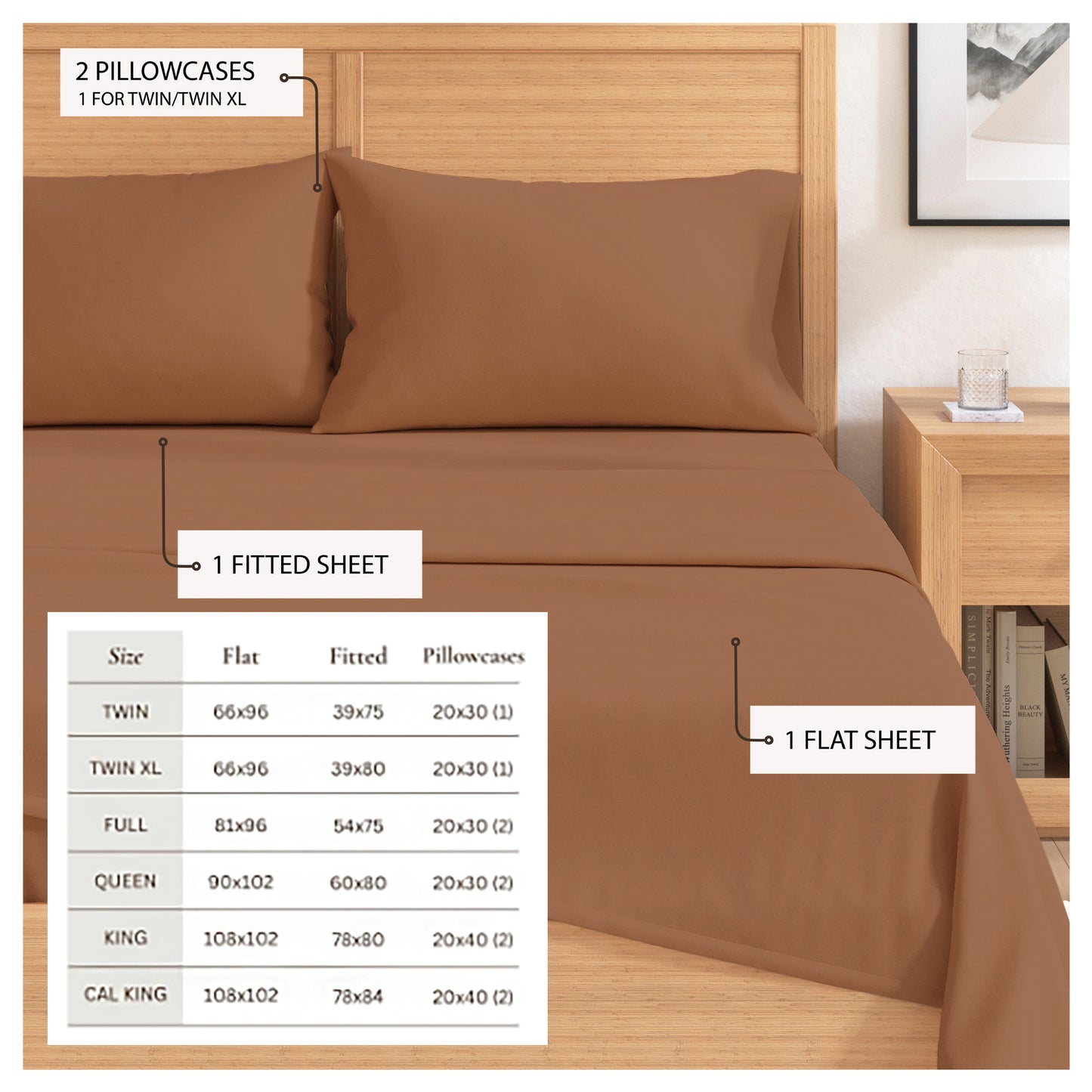 4-Piece Cotton Solid Flannel Sheet - Nordic Collection