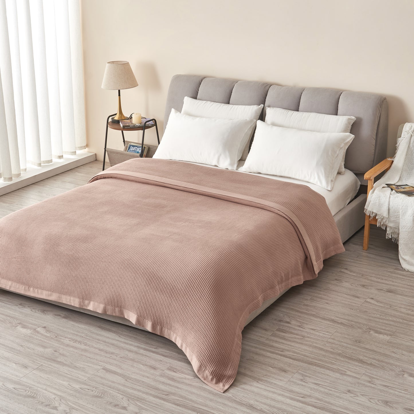 100% Cotton Lightweight Waffle Weave Blanket - Hazel Collection