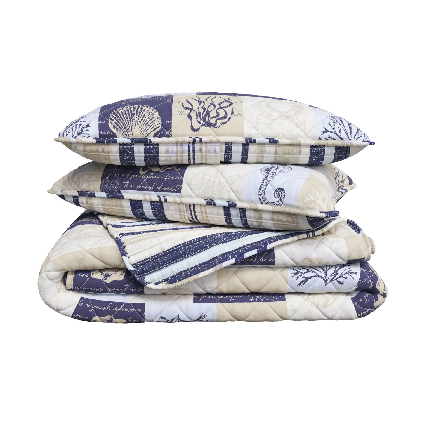 Caspian Collection Coastal Patchwork Quilt Set