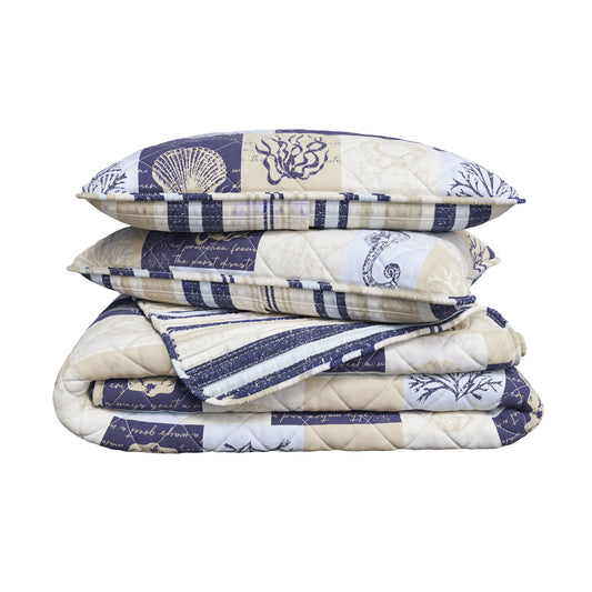 Caspian Collection Coastal Patchwork Quilt Set