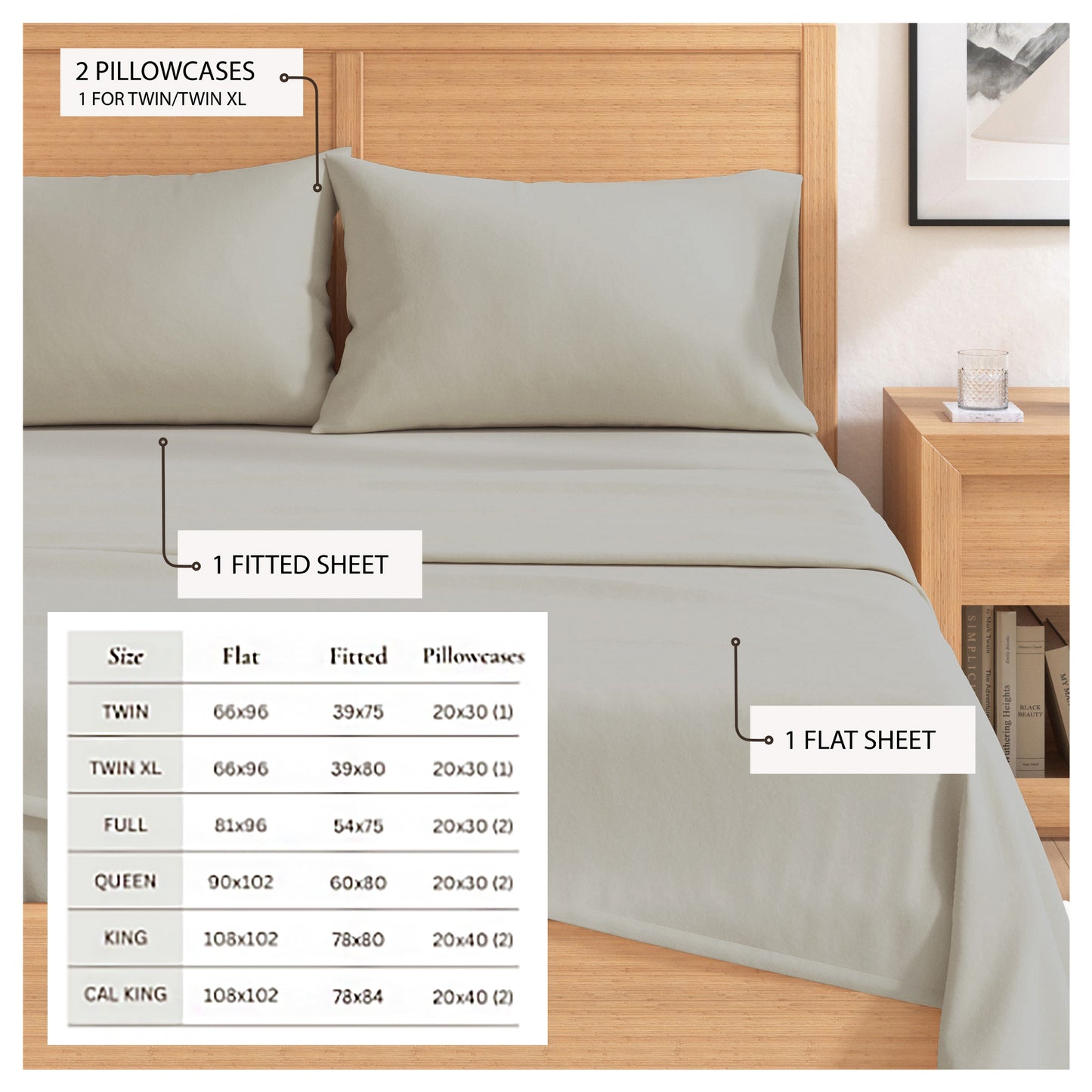 4-Piece Cotton Solid Flannel Sheet - Nordic Collection
