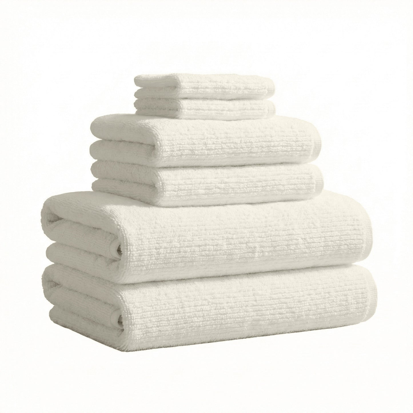 Turkish Cotton Ribbed 6-Piece Bath Towel Set - Georgiana Collection