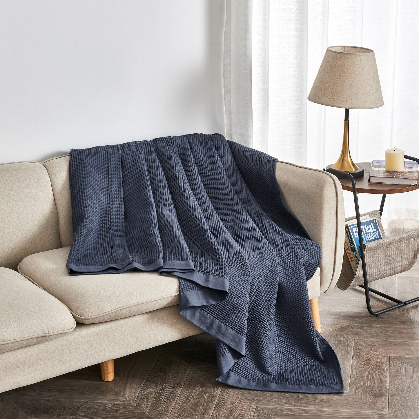 100% Cotton Lightweight Waffle Weave Blanket - Hazel Collection