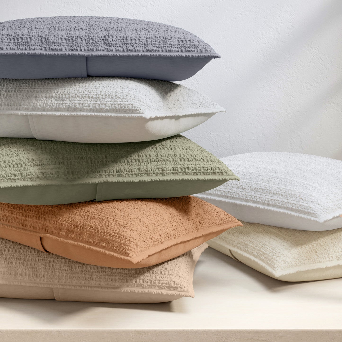 100% Cotton Honeycomb Waffle Garment Washed Quilt Set - Genevieve Collection