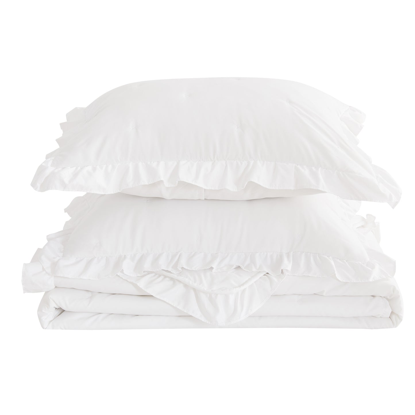 Dot Stitched Ruffled Quilt Set - Dot-Ruffled Collection