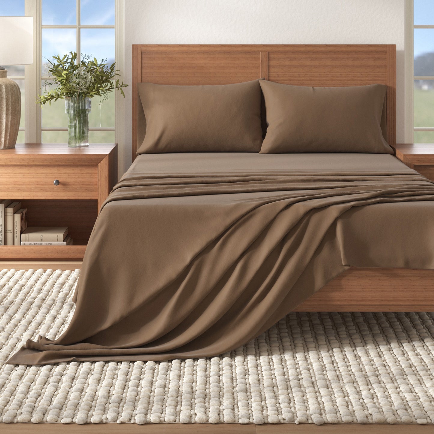 4-Piece Cotton Solid Flannel Sheet - Nordic Collection