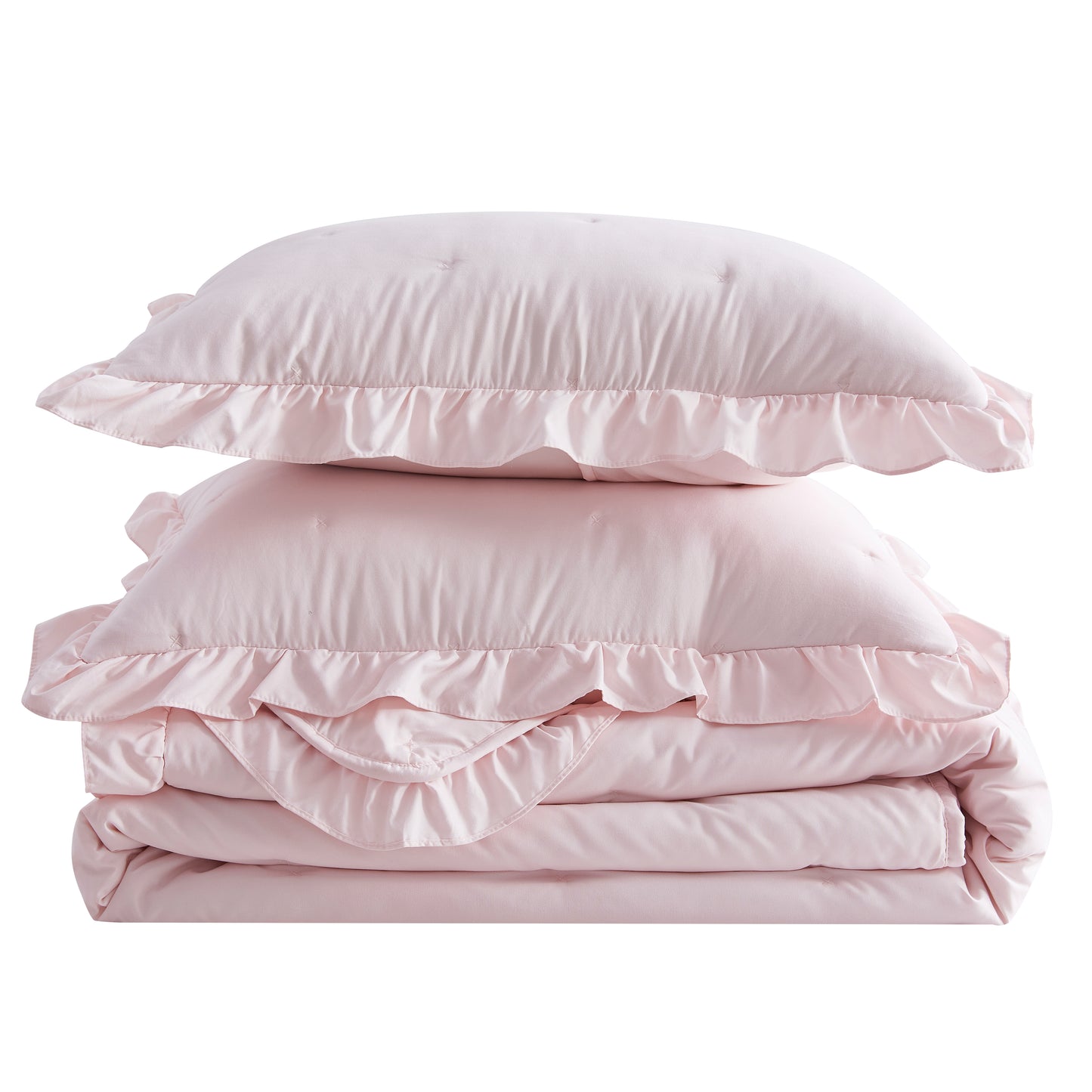Dot Stitched Ruffled Quilt Set - Dot-Ruffled Collection