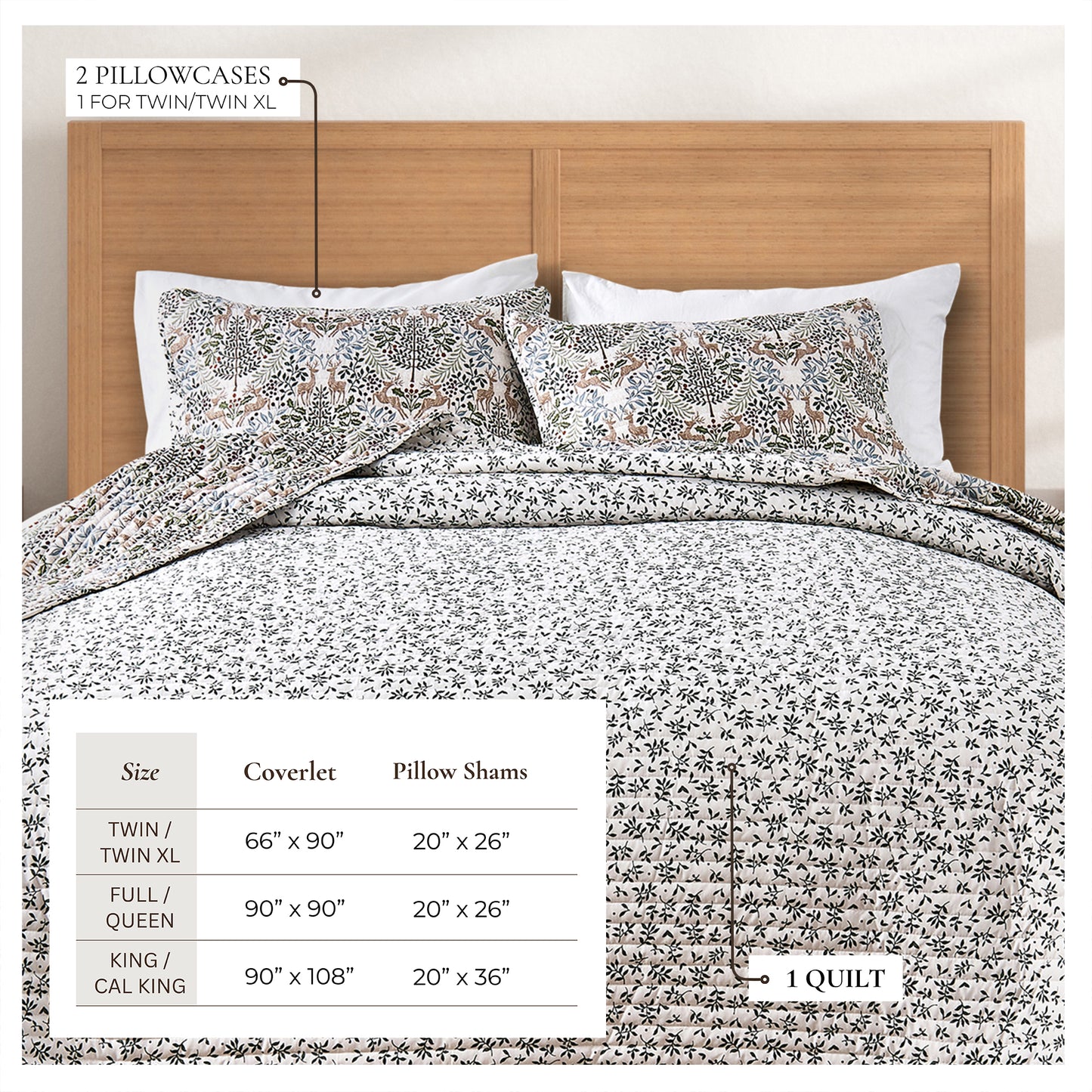 Woodland Deer Holiday Quilt Set