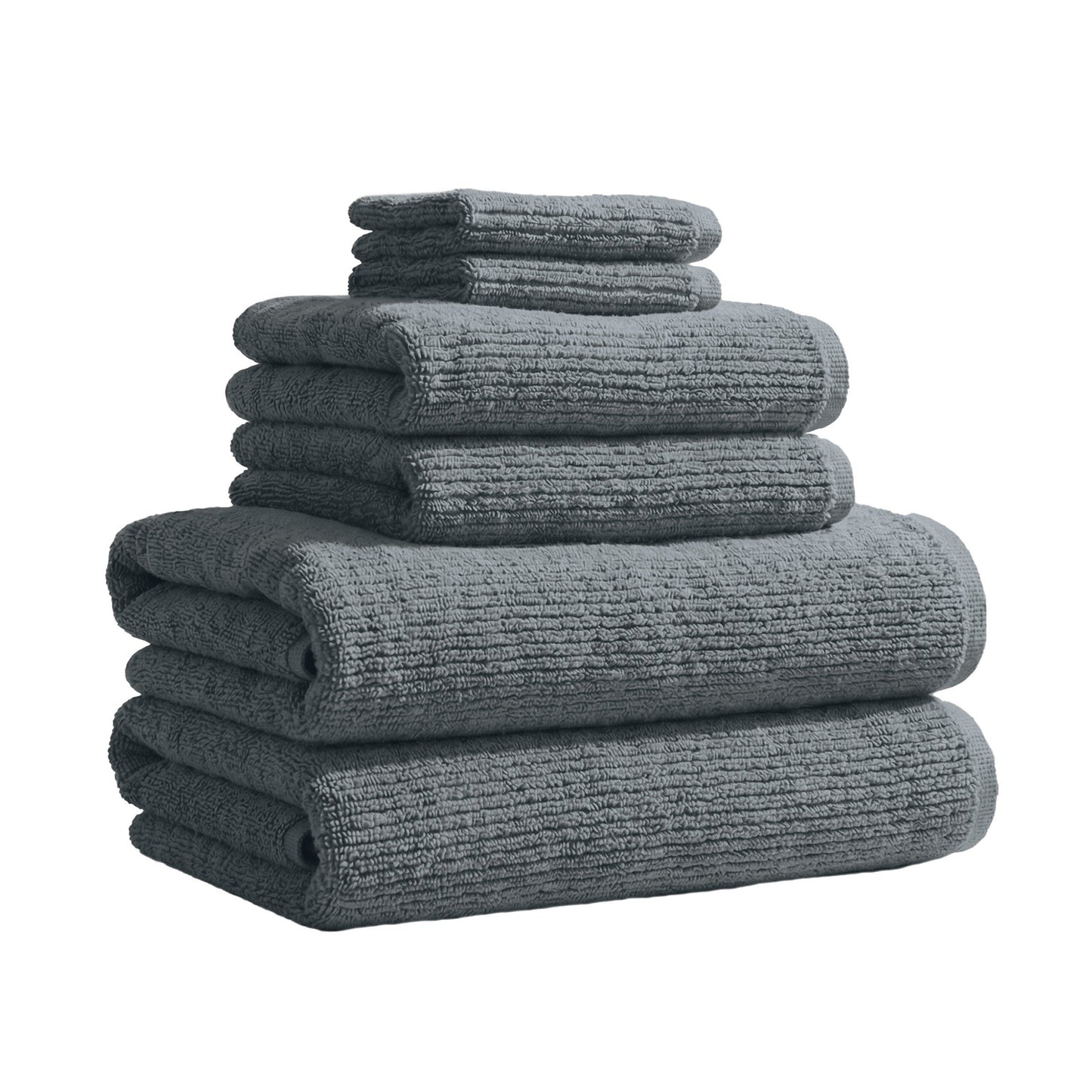 Turkish Cotton Ribbed 6-Piece Bath Towel Set - Georgiana Collection