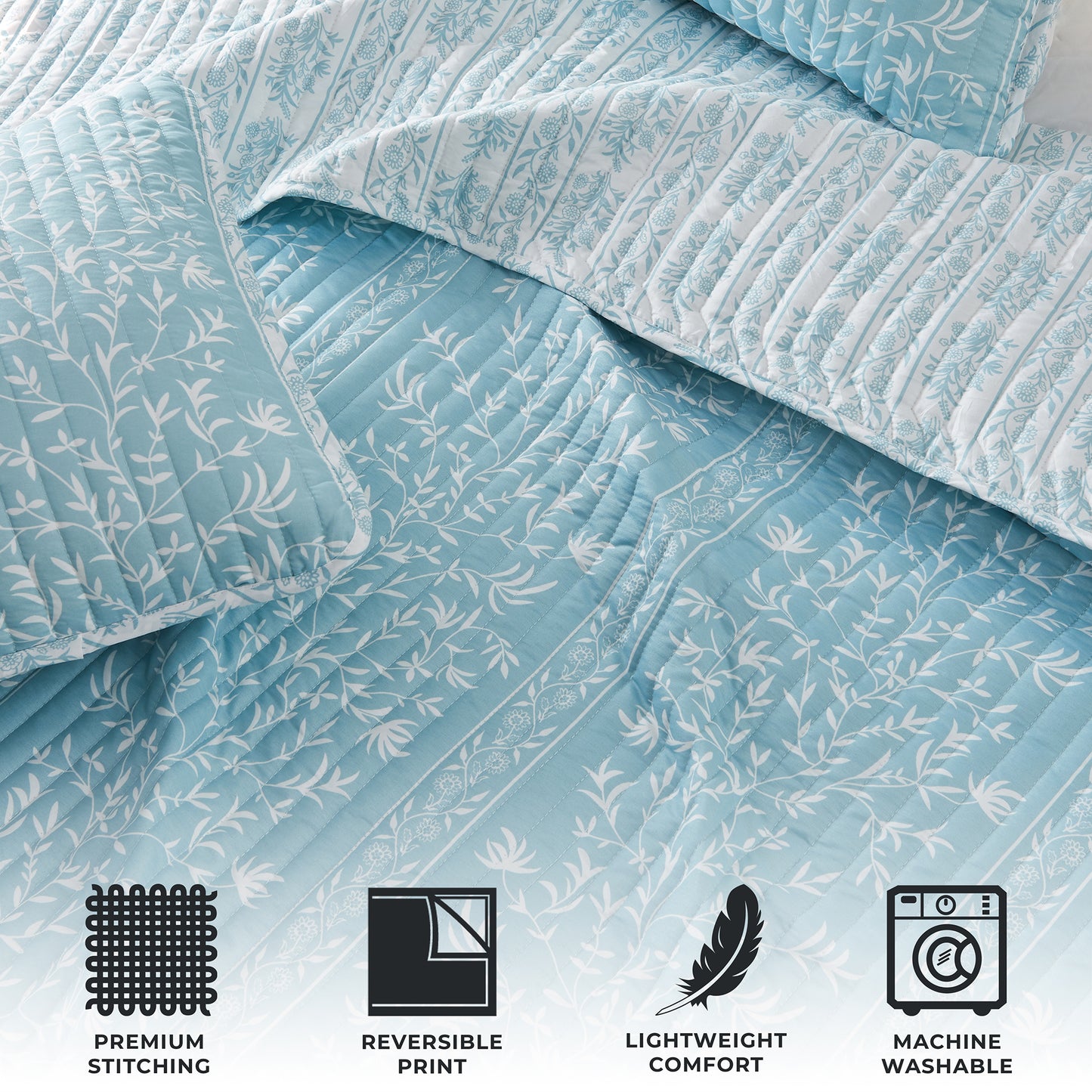 Blue Floral Quilt Set - Senna Collection