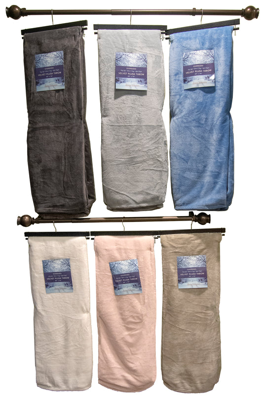 Velvet Plush Solid Throw Blanket